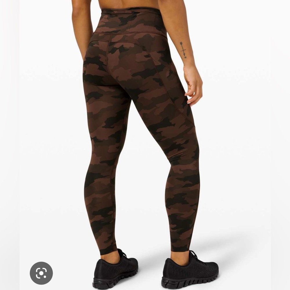 Lululemon Heritage 365 Camo Brown Earth Multi, Invigorate High Rise Tight 25 in